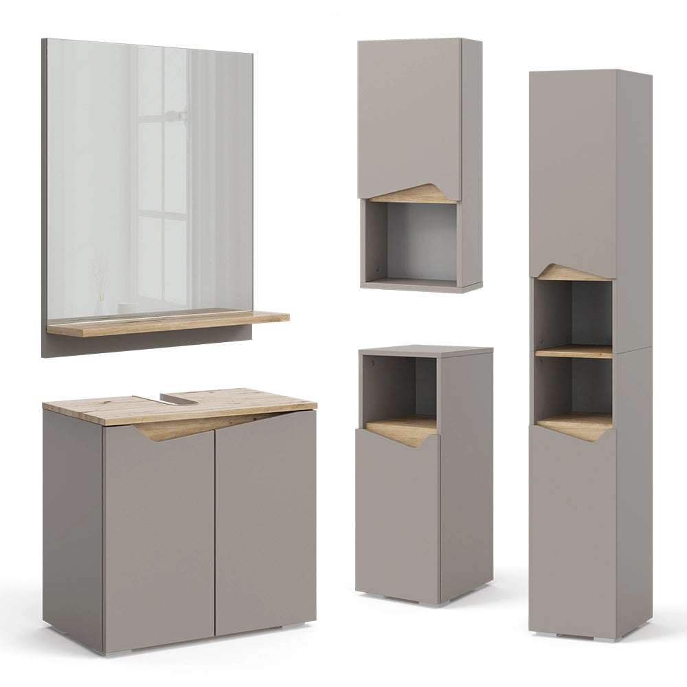 Vicco Combinazione di mobili da bagno Grigio 5 parti