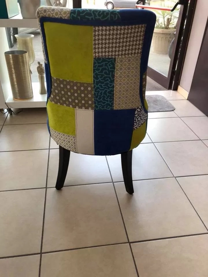 Poltrona imbottita in tessuto patchwork 56x66x94 (785) - Mobili 2G