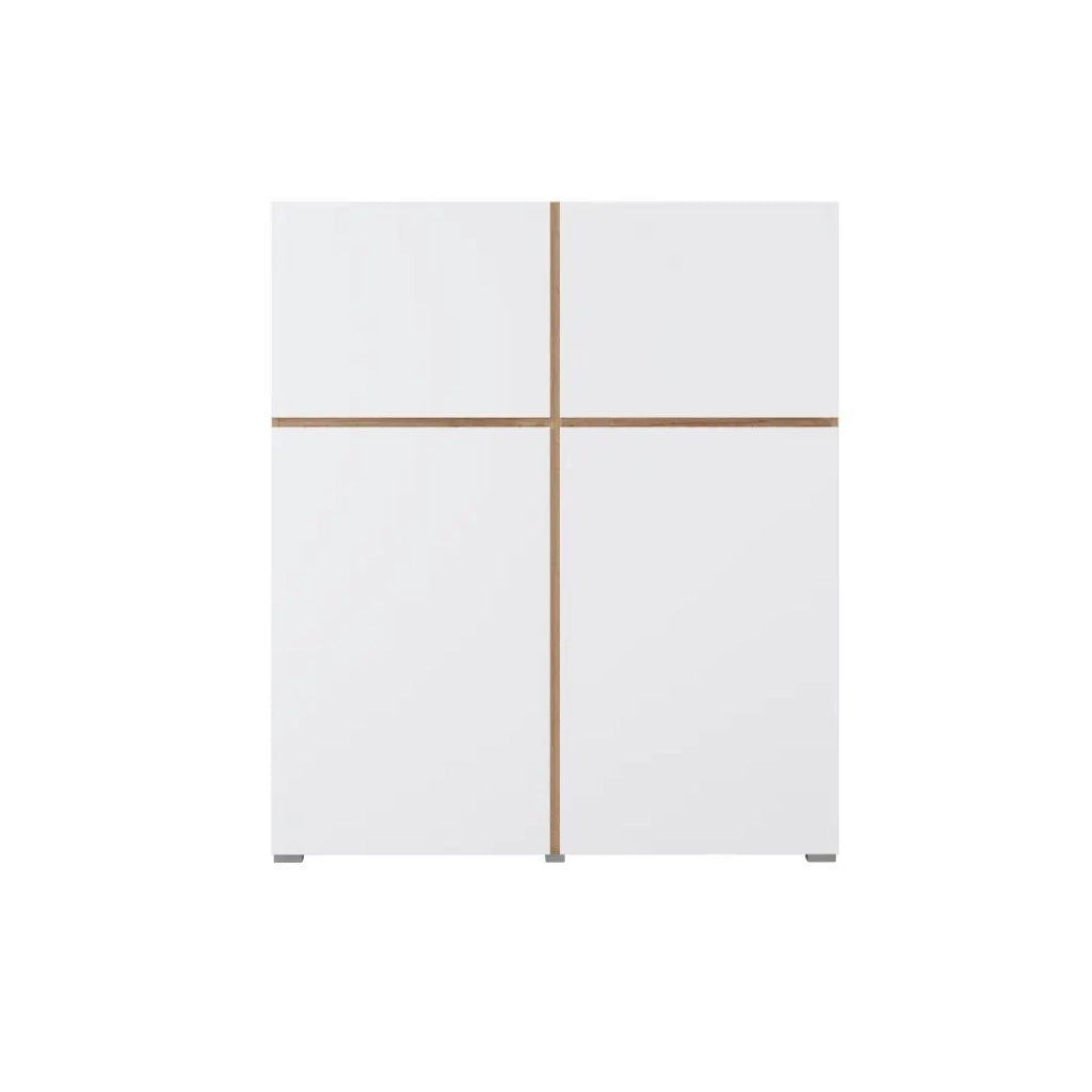 Buffet alto HAVANA – 120cm – 4 ante a battente – Rovere e bianco – Design minimalista e moderno