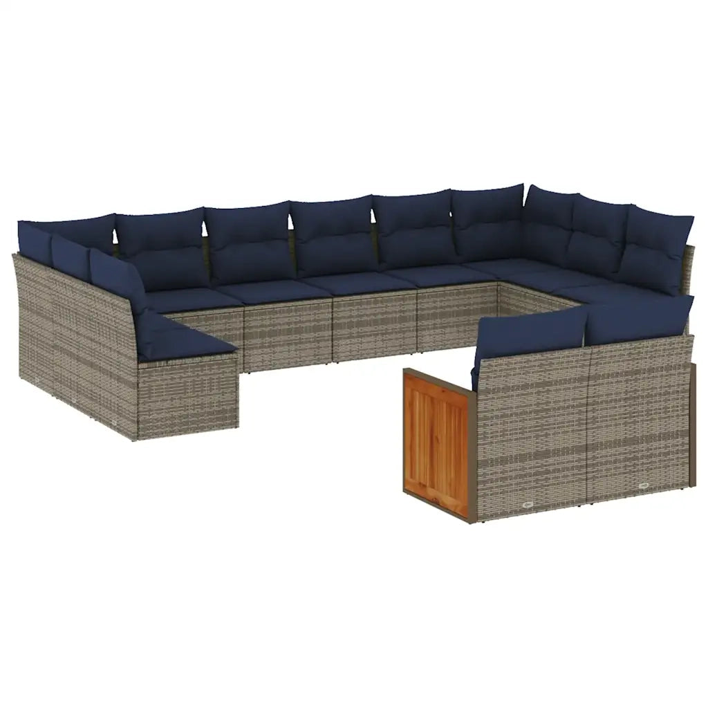 Set Divani da Giardino 12 pz con Cuscini Grigio in Polyrattan 3228126