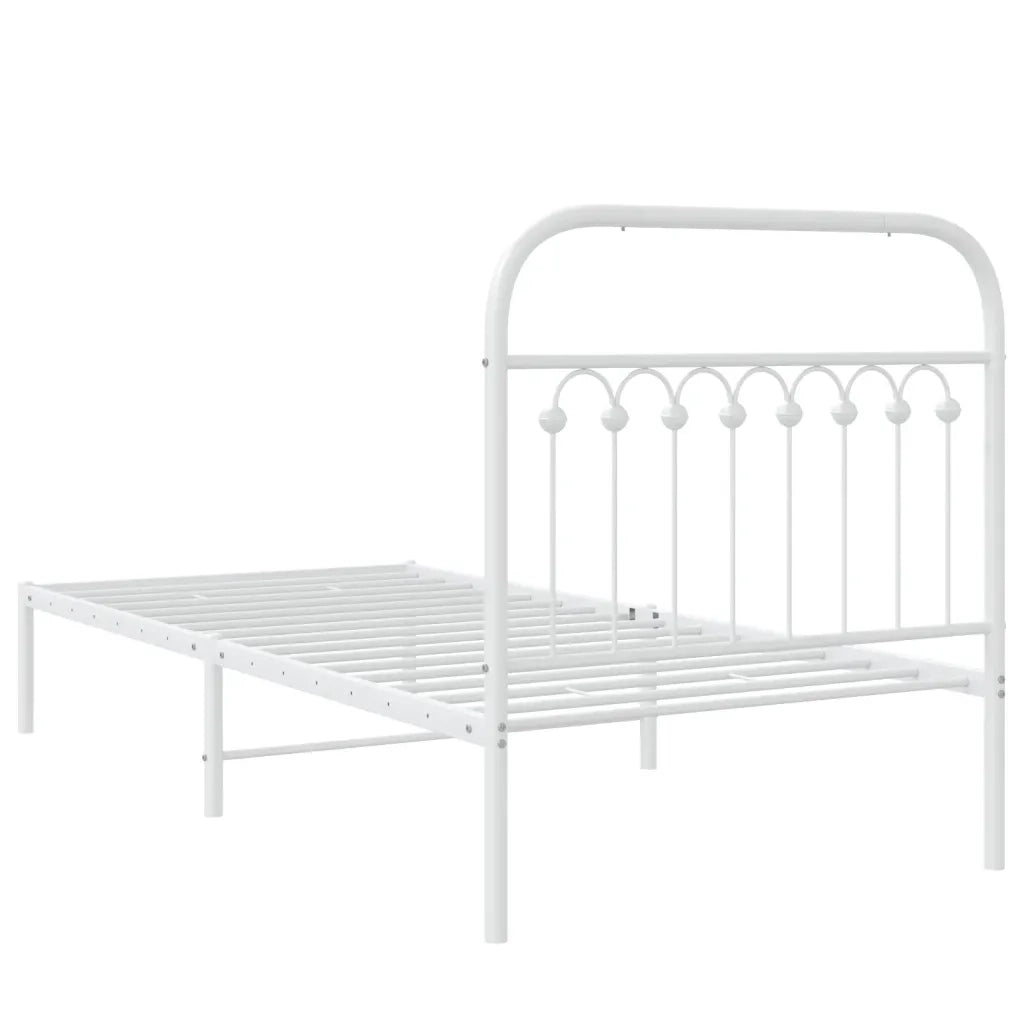 Giroletto con Testiera Metallo Bianco 90x190 cm 376641