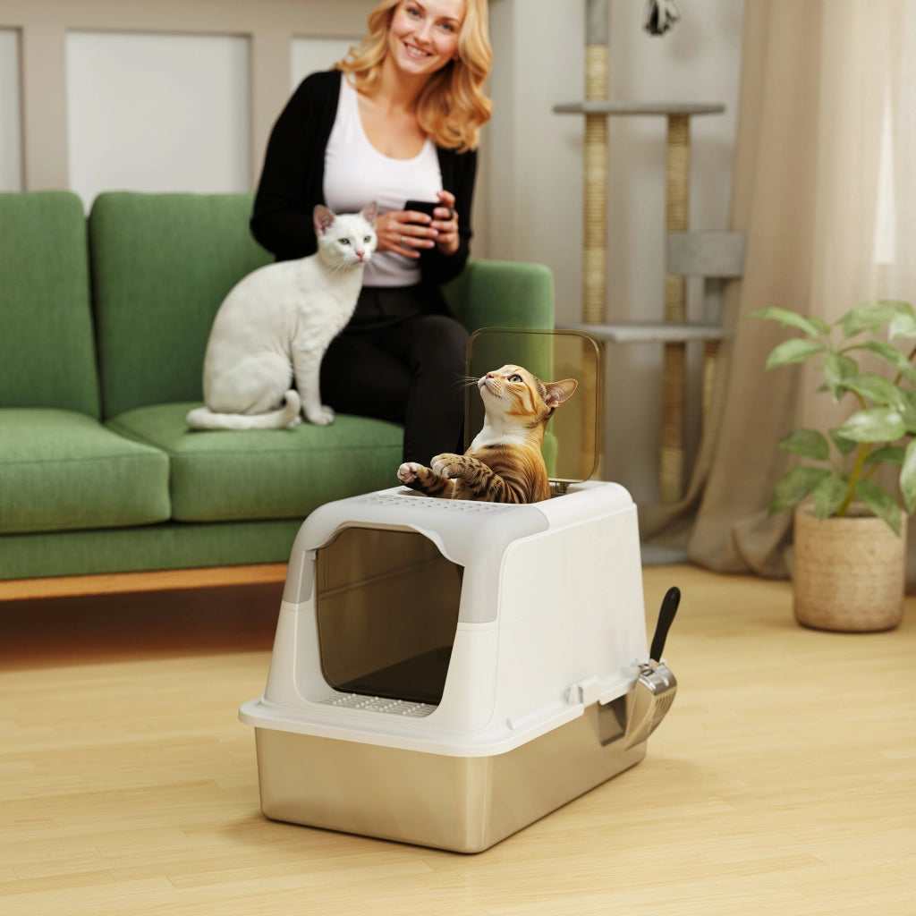 Casetta per Gatti con Coperchio e Paletta ¨C Minimal ¨C Ingresso Anteriore e Superiore