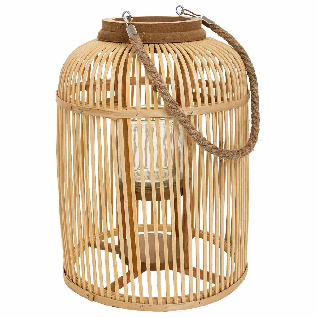 Lanterna portacandele in bambù marrone d27x37h
