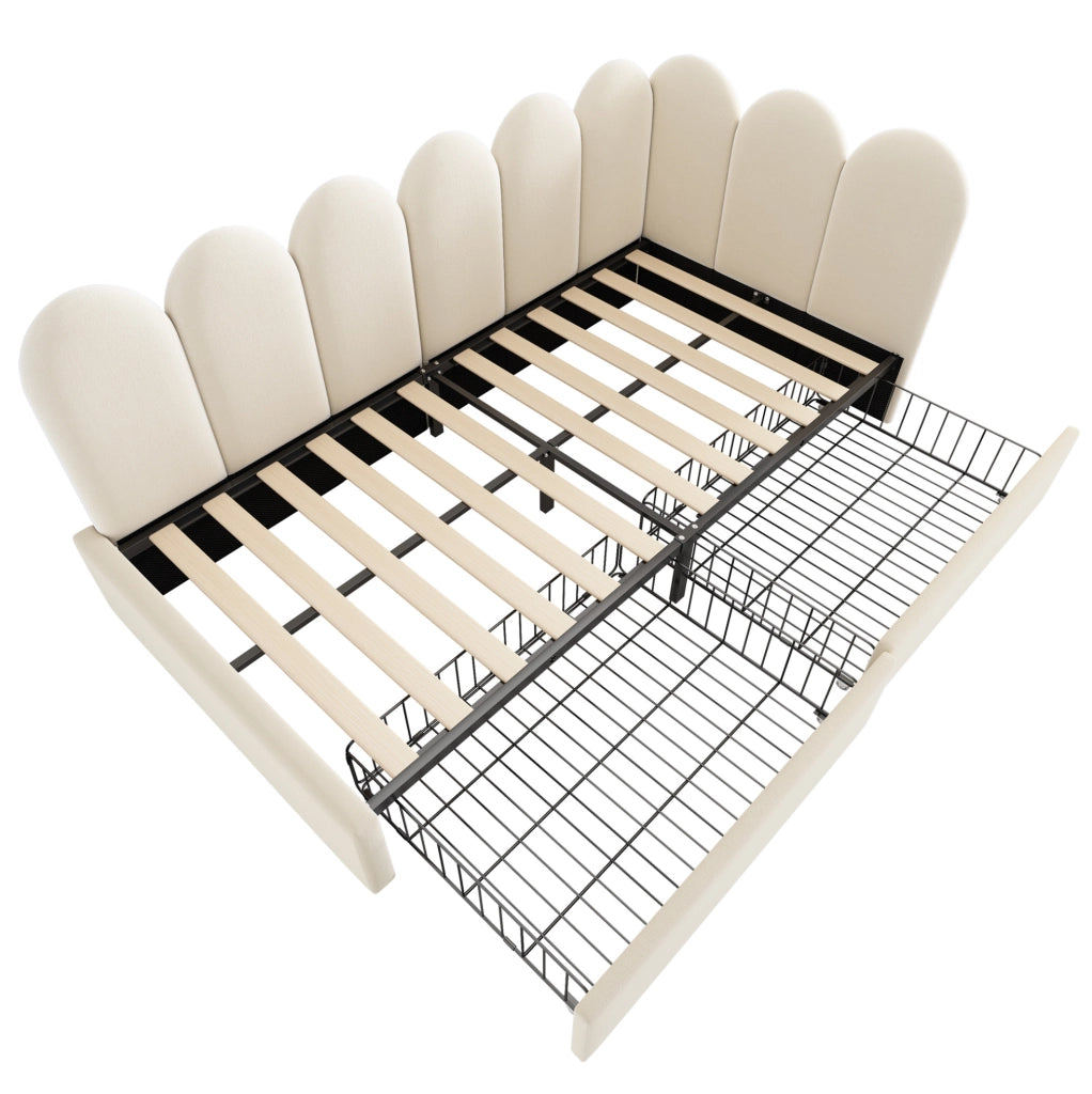 Letto imbottito 90x190 cm in velluto con 2 cassetti e rete a doghe