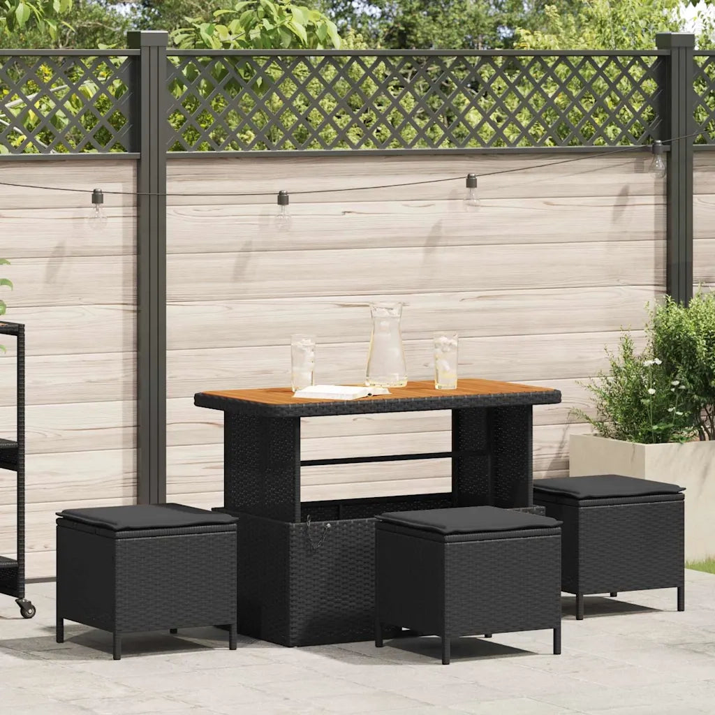 Set da Pranzo per Giardino Nero polyrattan 42007921