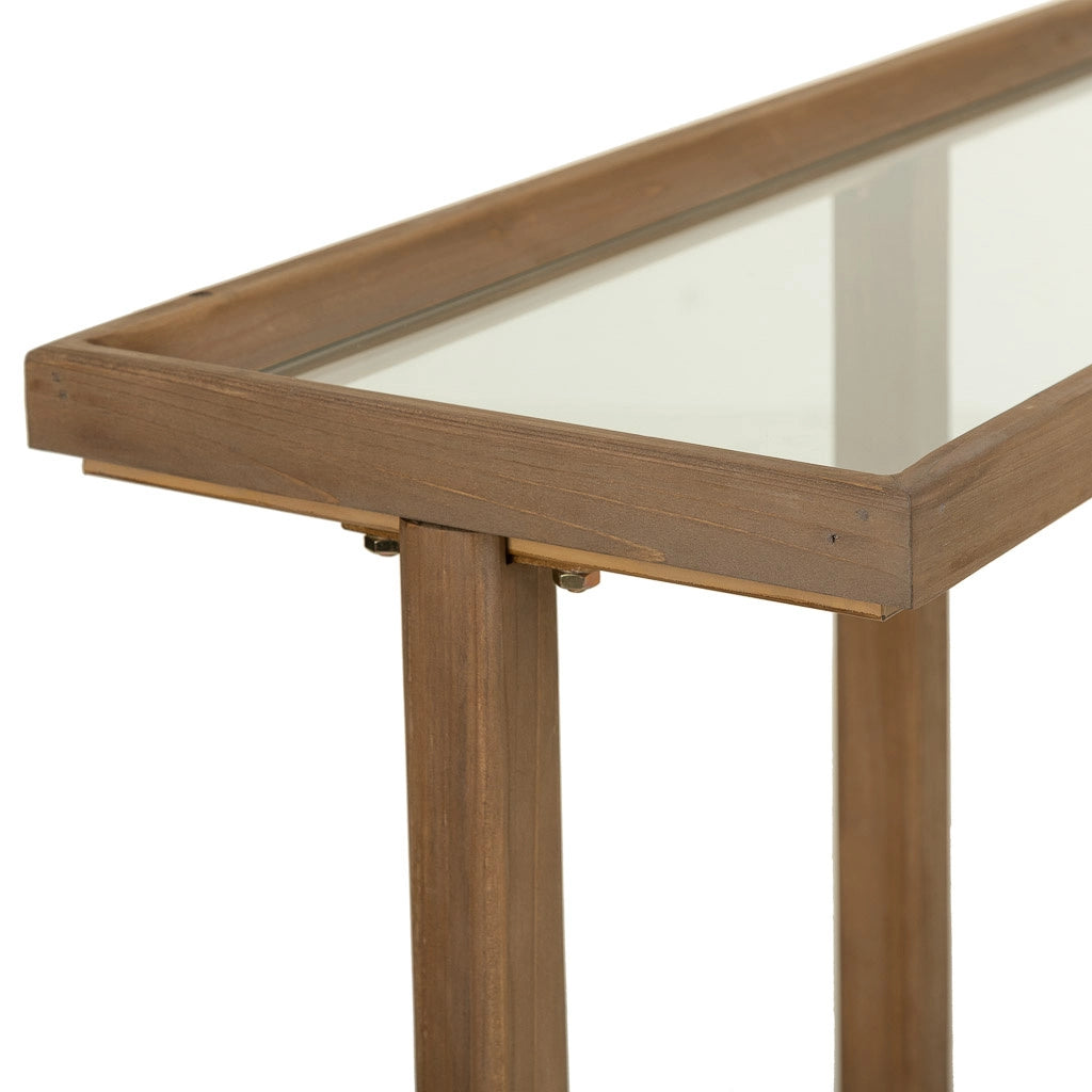 Console in legno e vetro marrone 120x33x75
