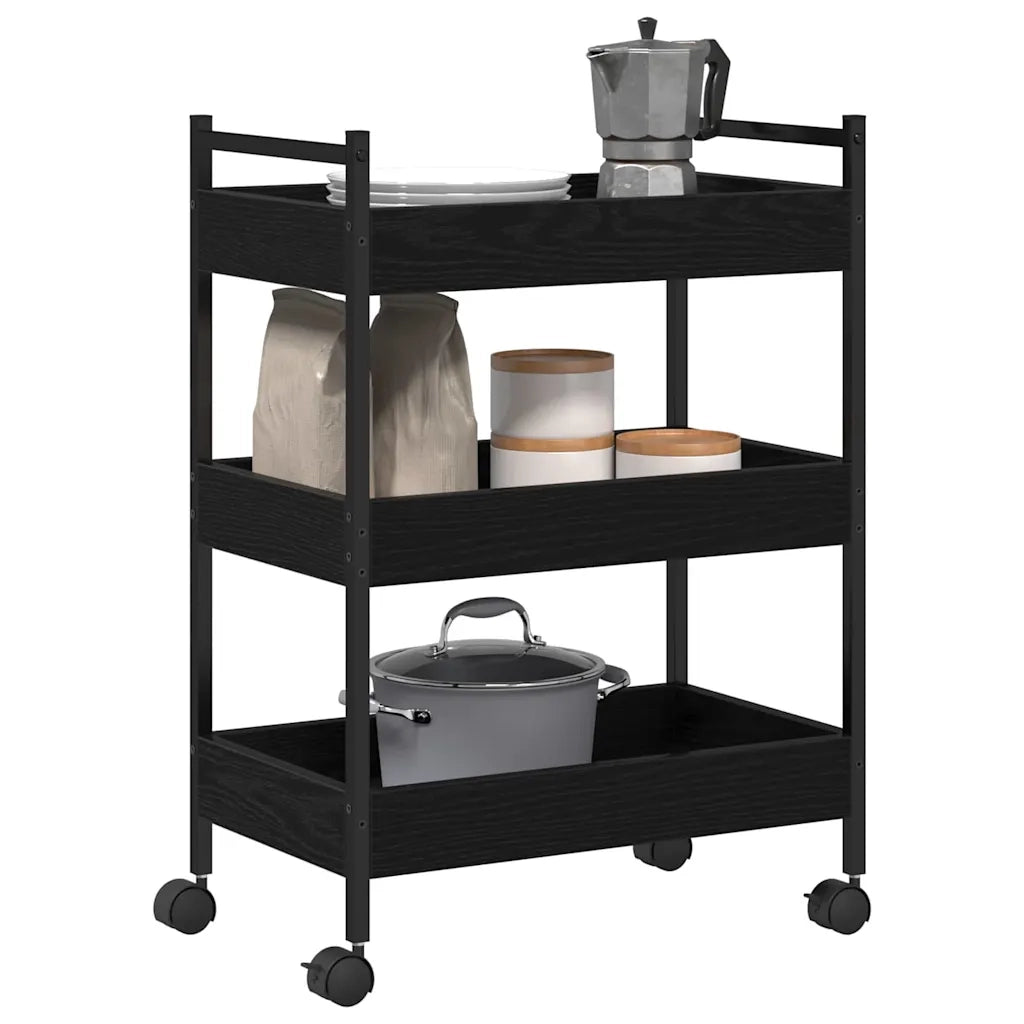 Carrello da Cucina Rovere nero 50 x 30 x 70 cm 869110