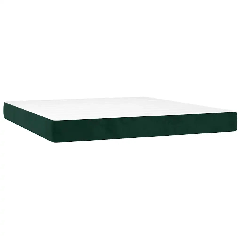 Letto a Molle con Materasso e LED Verde Scuro 180x200cm Velluto 3136260