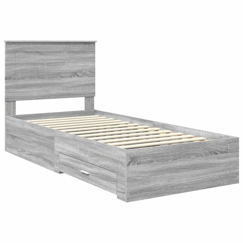 Struttura del letto Grigio Sonoma e Argento 75 x 190 cm