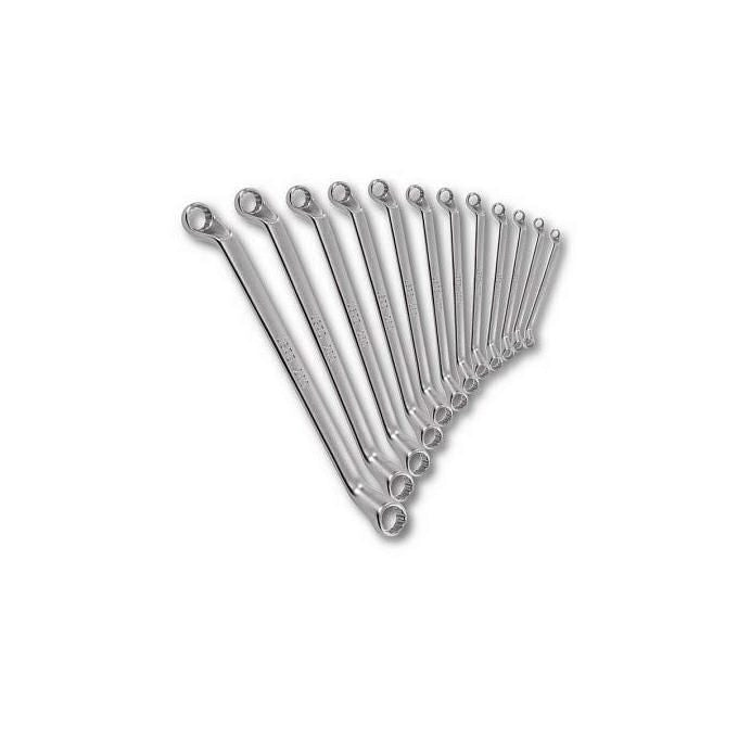 USAG U02831403 Serie 283 Chiavi Poligonali Doppie Curvate 12 Pezzi in Acciaio al Cromo Vanadio Finitura Cromo Satinato 6x7 fino a 30x32 mm colore Nero