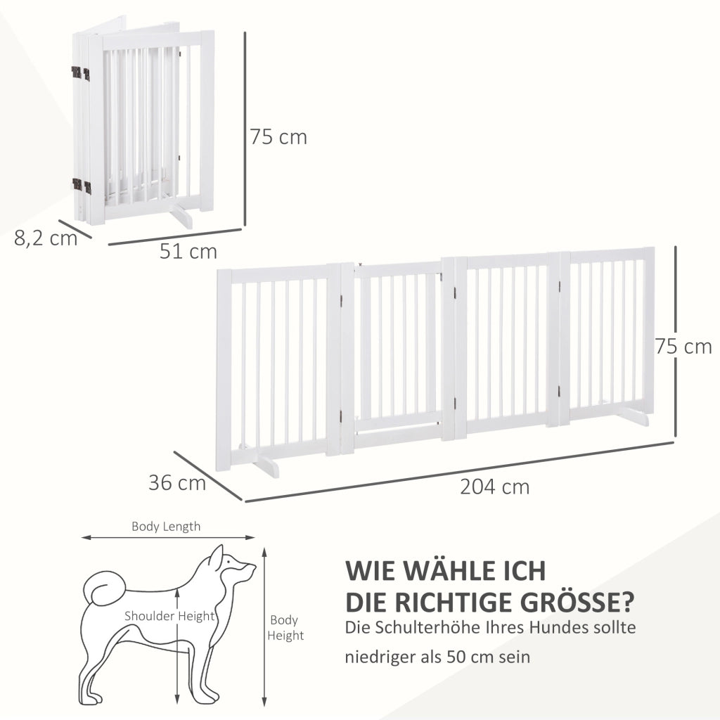 Cancello per Cani in Legno ¨C Minimal ¨C Bianco 204x75 cm