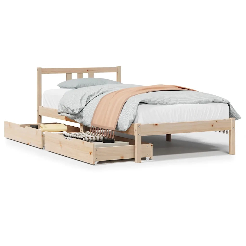 Letto singolo | Letto per adulti | Letto senza Materasso 90x190 cm in Legno Massello di Pino