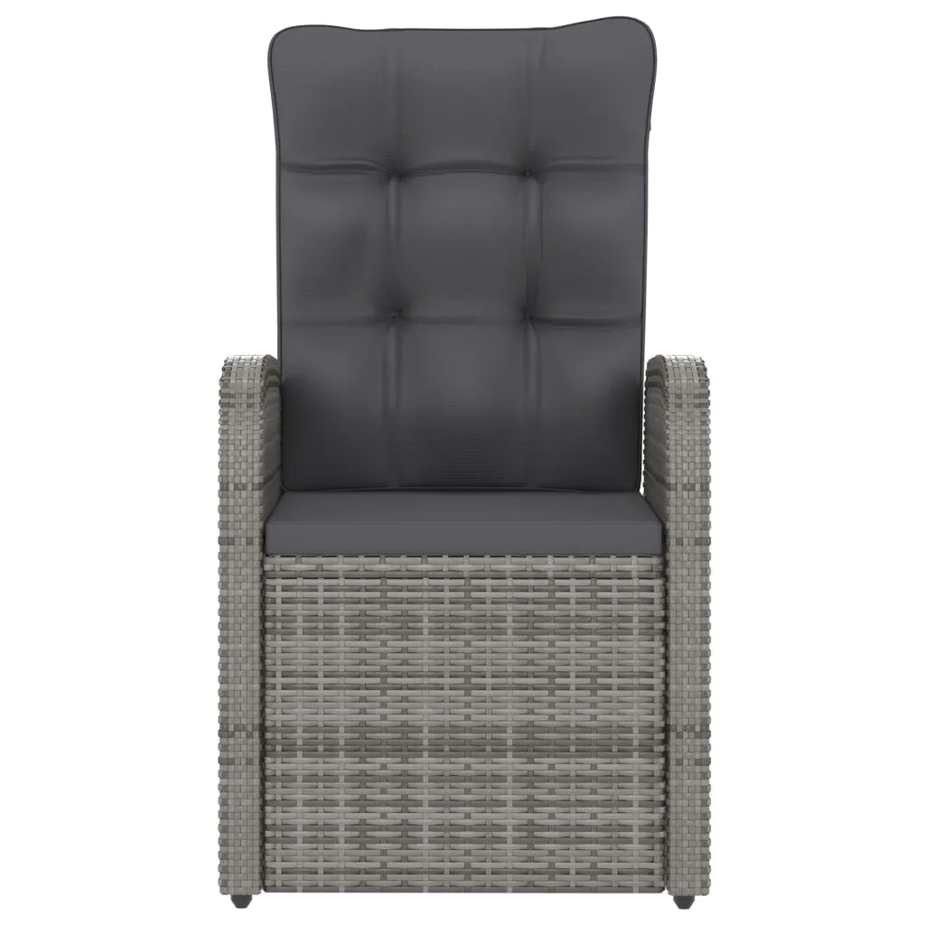 Set da Pranzo da Esterno 9 pz con Cuscini in Polyrattan Grigio