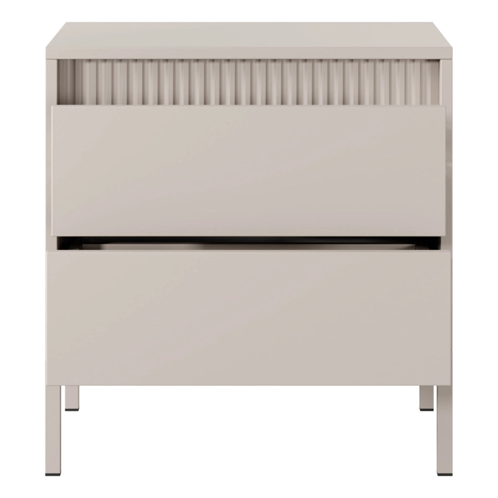 Gasalisa, Comodino 2 Cassetti, 54x40x56h cm Beige
