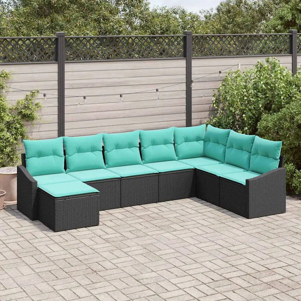 Set di divani con cuscino 8 pcs Nero polyrattan 3346846