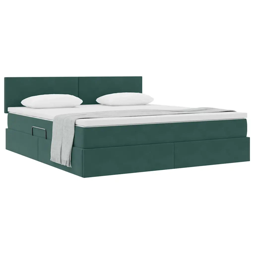 Letto con Contenitore Verde Scuro 160 x 200 cm Velluto