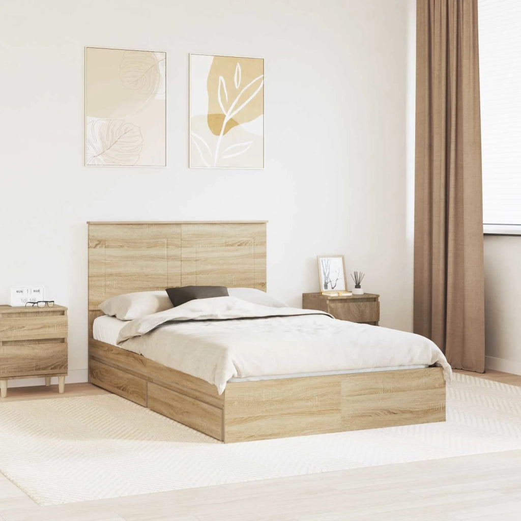 Letto con Contenitore con testiera Rovere Sonoma 135 x 190 cm 3409561