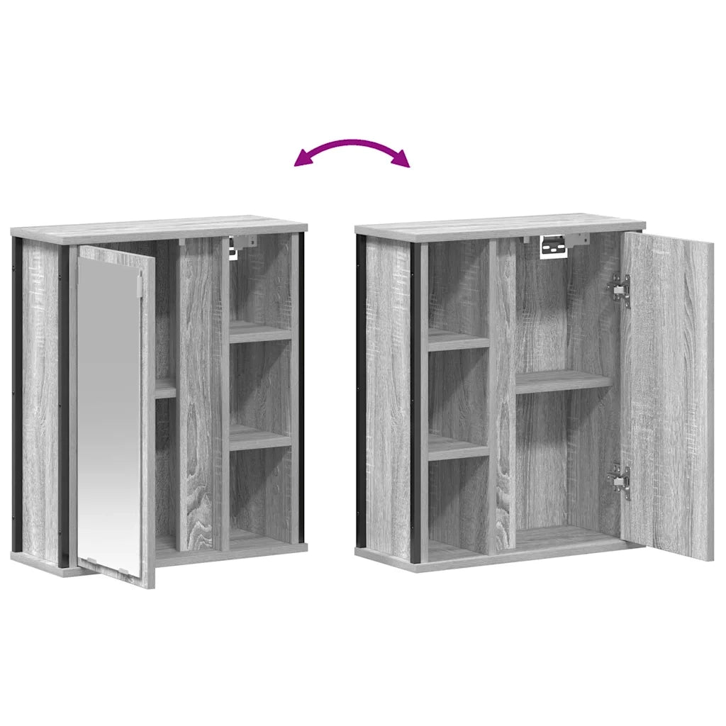 Pensile da Bagno con Specchio-Mobile bagno con specchio Grigio Sonoma 50x21x60 cm