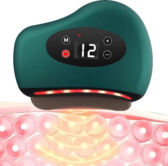 Gua Sha strumenti per il viso, aghi di pietra, pannello elettronico di gua sha, strumenti anti-gua sha (adatti per il viso/gola/pelle) (verde)