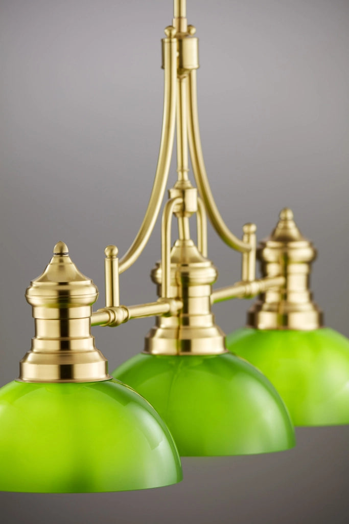Lampada a sospensione industriale ottone verde 3xE27 Jupiter