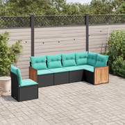 Set Divani da Giardino 6 pz con Cuscini Nero in Polyrattan 3227695