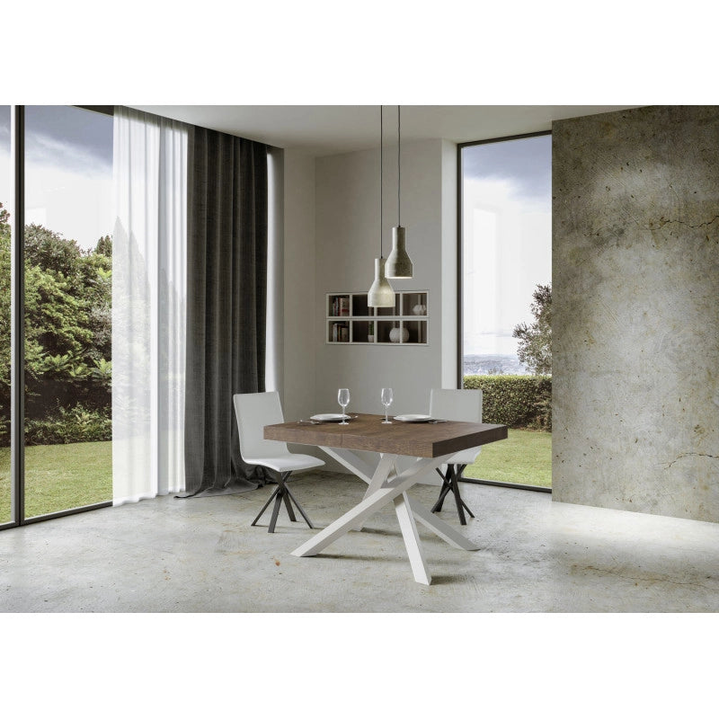 Tavolo allungabile 140/400x90 cm Volantis Premium telaio Bianche - Noce