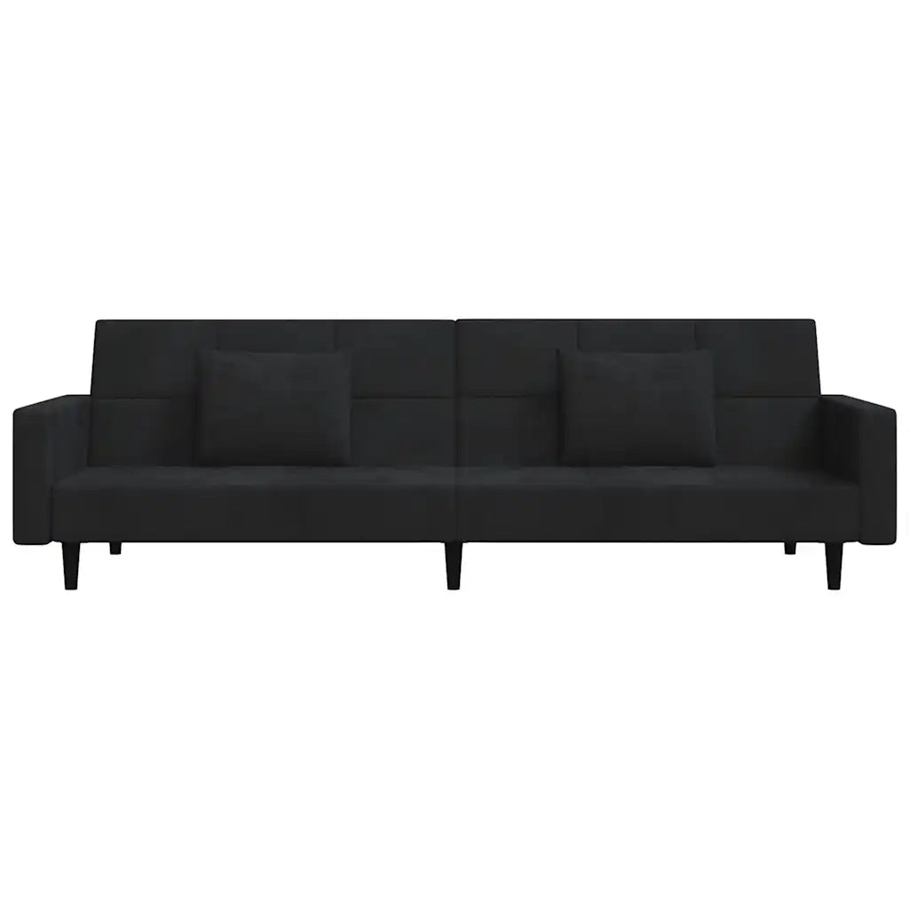 Divano Letto a 2 Posti con 2 Cuscini-Sofa Letto 2 Posti-Daybed Nero in Velluto 907088