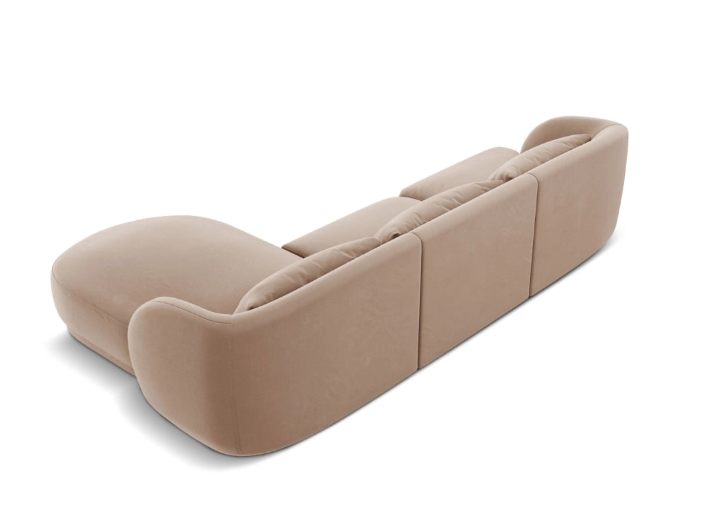 Cosmopolitan Design - Divano angolare destro "Tulum" 4 posti in velluto beige 
