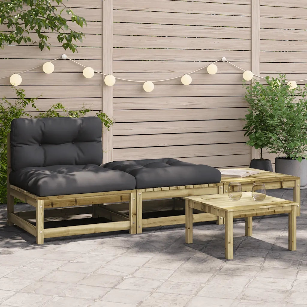 Divano da Giardino Senza Braccioli con Cuscini e Poggiapiedi-Sofa da Giardino-Divano da esterno 154575