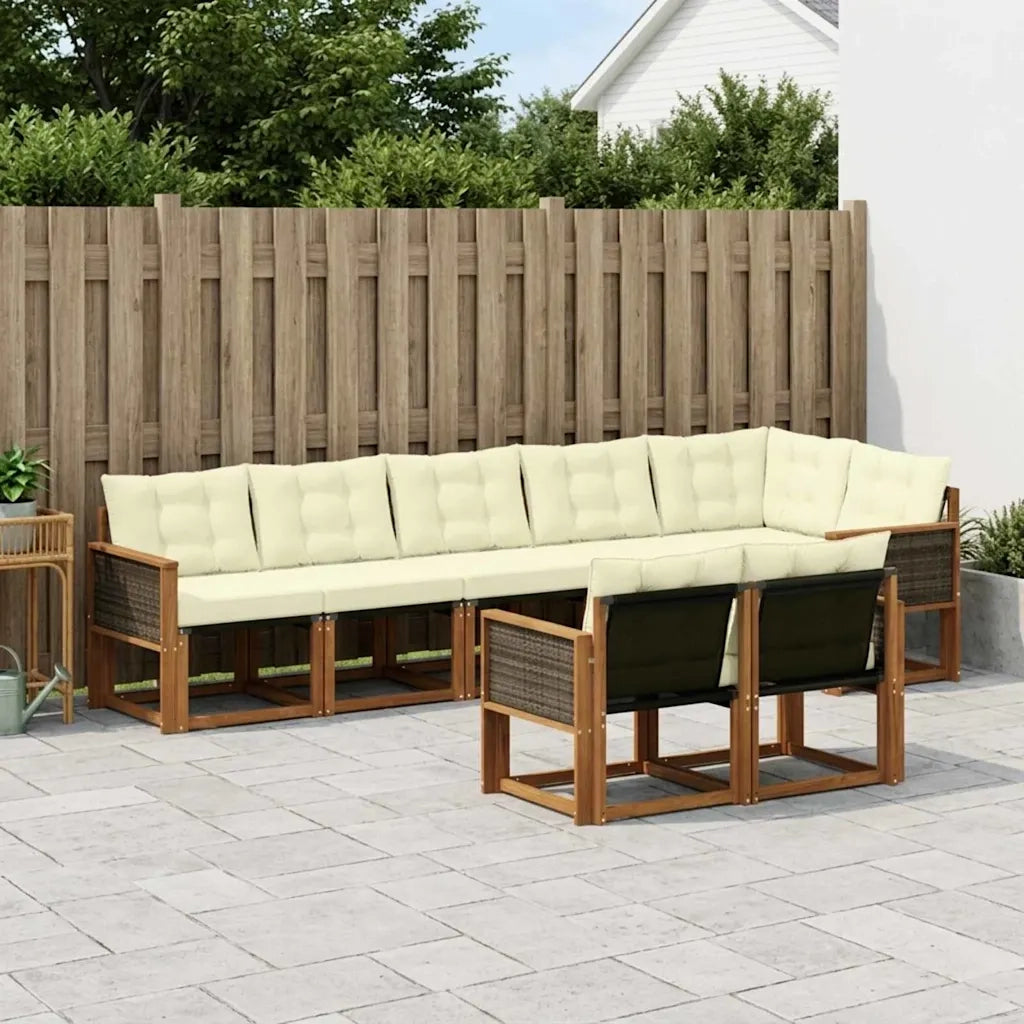Set di divani da esterno con cuscino 8 pcs Naturale e Crema 3382026