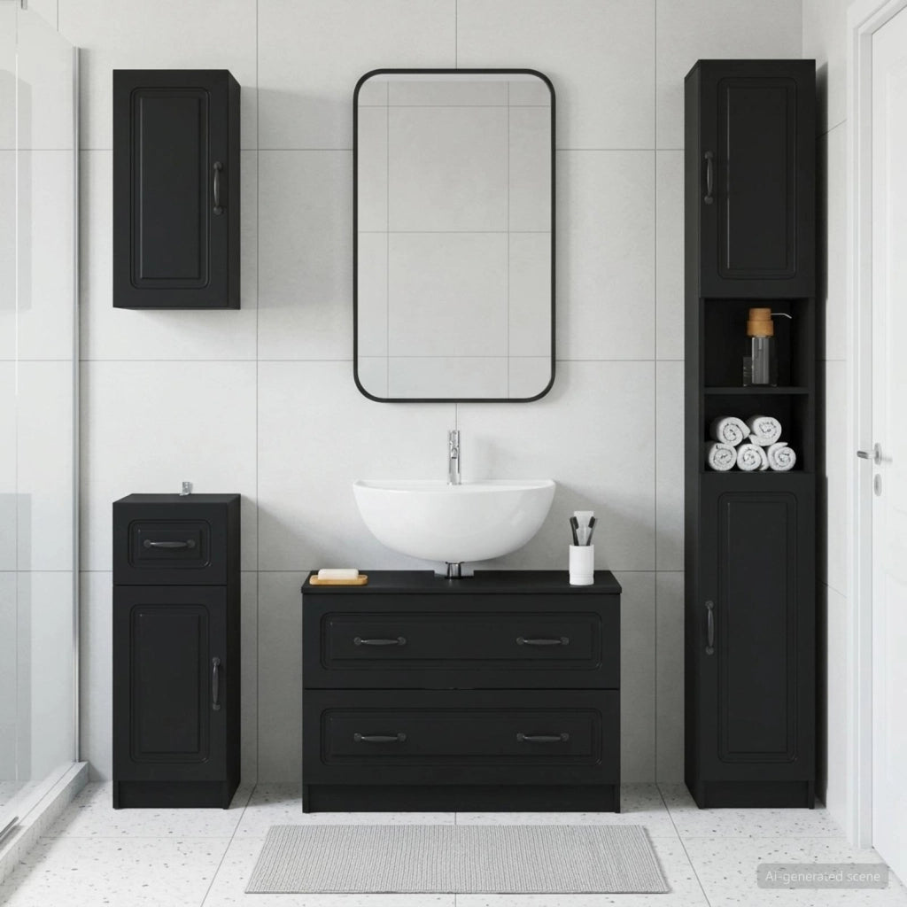 Set di Mobili da Bagno da 4 Pezzi UTRECHT Nero 3417973