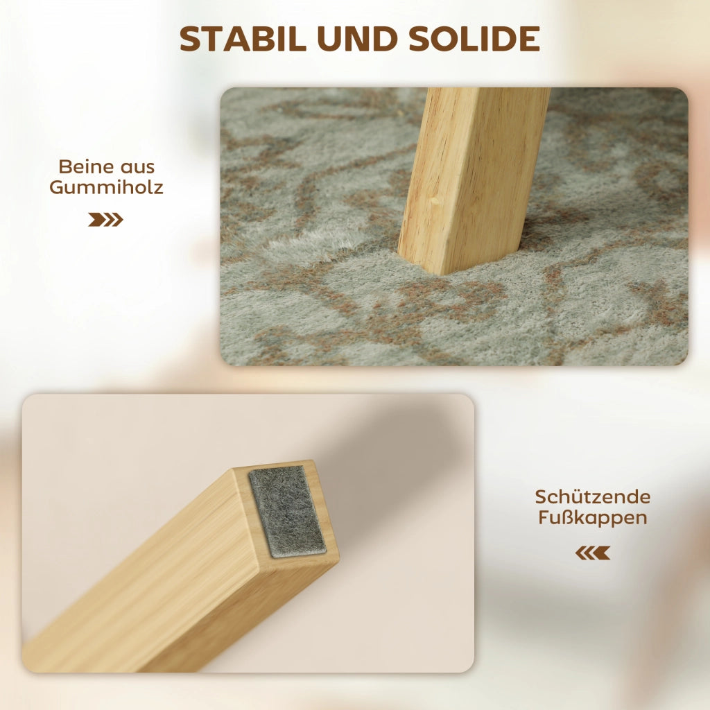 Poggiapiedi imbottito con cuscino e gambe in legno ¨C Minimal ¨C crema