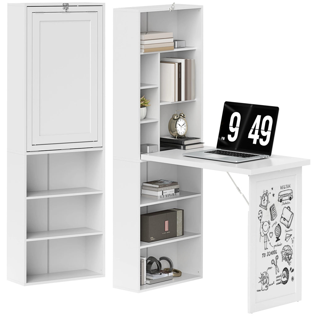 Scrivania con libreria e scaffale regolabile ¨C Minimal ¨C bianco 98x51x153cm