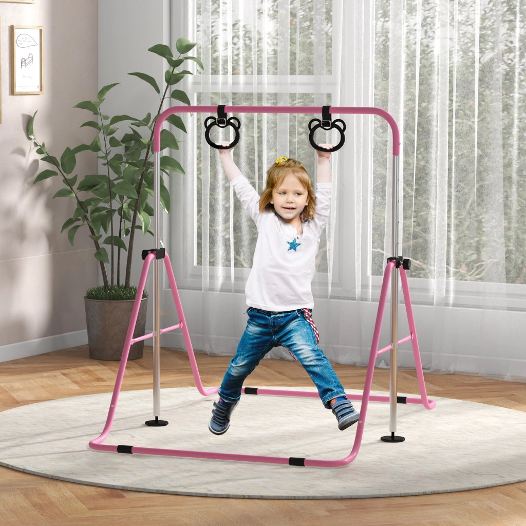 Sbarra Ginnastica per Bambini Regolabile in Altezza con Anelli ¨C Minimal ¨C Rosa
