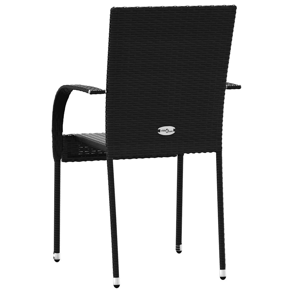 Sedie da Esterno Impilabili 4 pz in Polyrattan Nere 310084