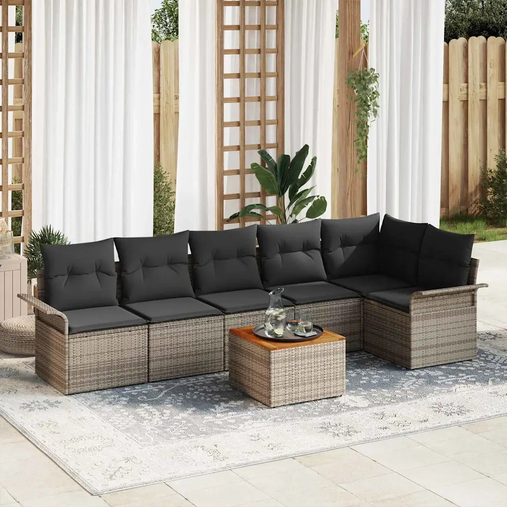 Set Divano da Giardino con cuscino 7 pcs Grigio polyrattan 3347335
