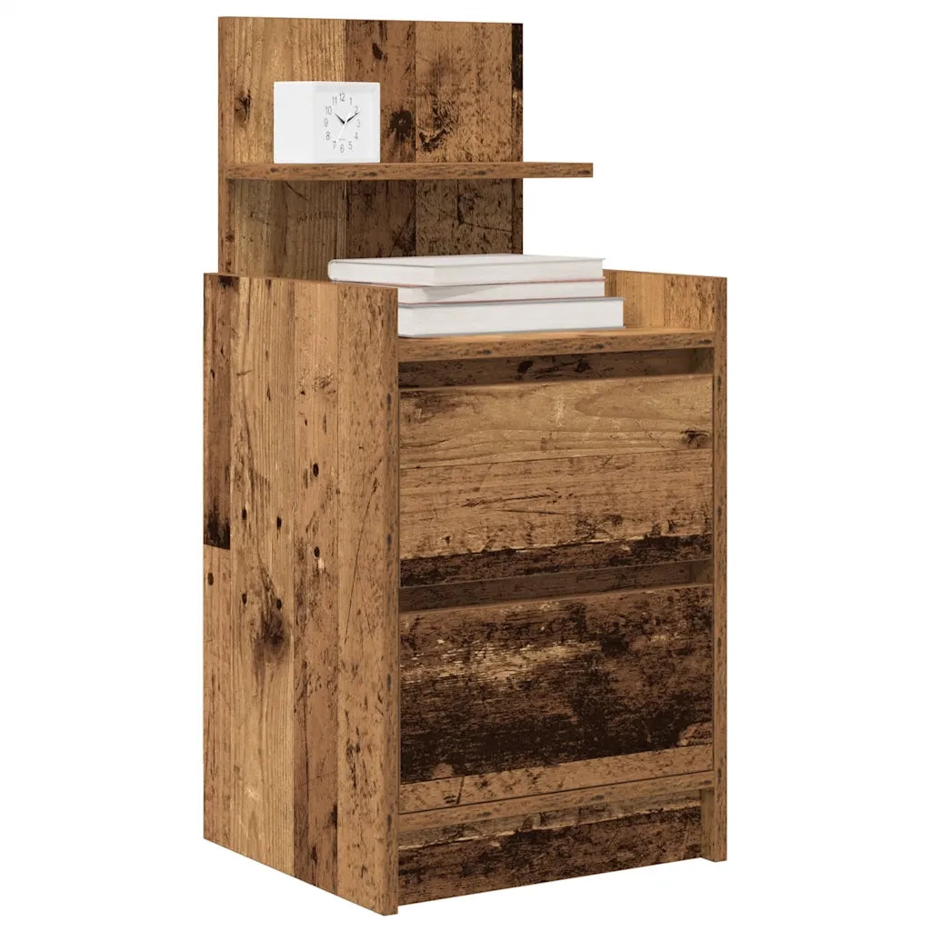Comodino con 2 Cassetti Legno Antico 38x34x80 cm 861369