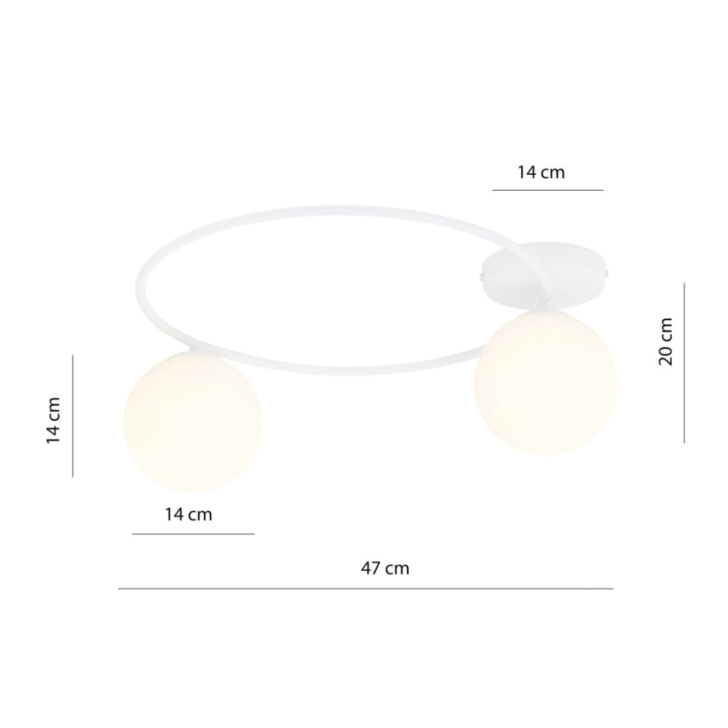 Plafoniera Emibig SOPRA 2 luci E14 vetro bianco 47cm