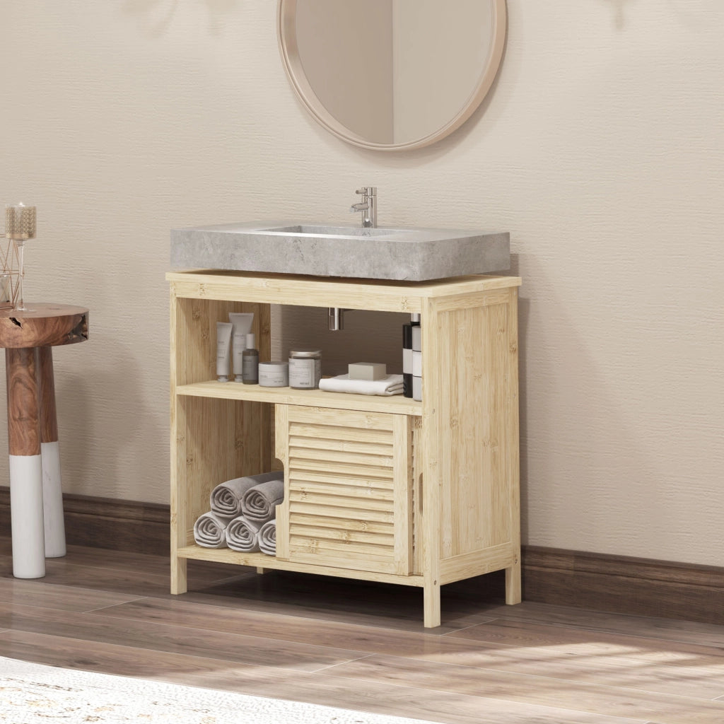Mobile Sottolavabo in Bamb¨´ con 2 Ante ¨C Zephmum ¨C Naturale 60x30x60 cm