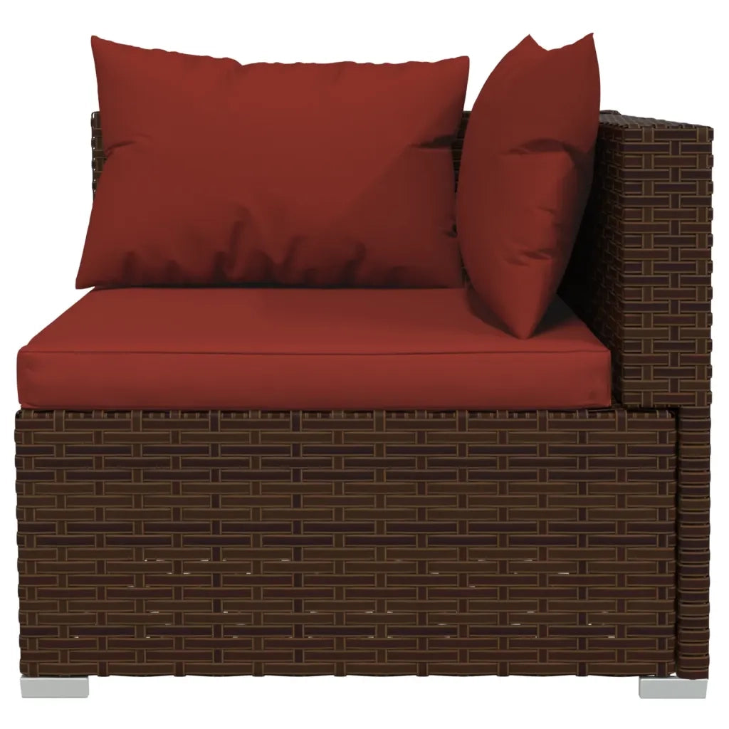 Set Divani da Giardino 9 pz con Cuscini in Polyrattan Marrone 3102291