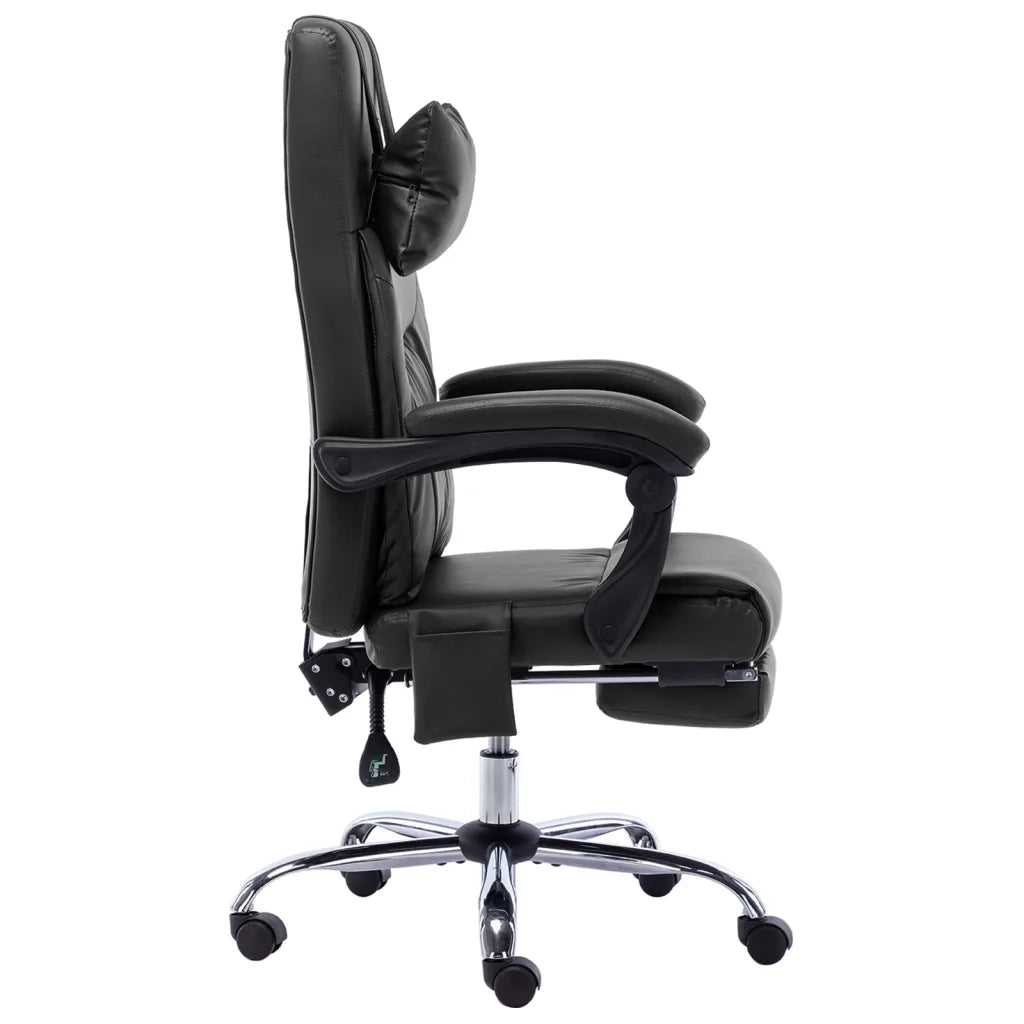 Sedia da Ufficio | Sedia da Gaming Massaggiante Nera in Similpelle