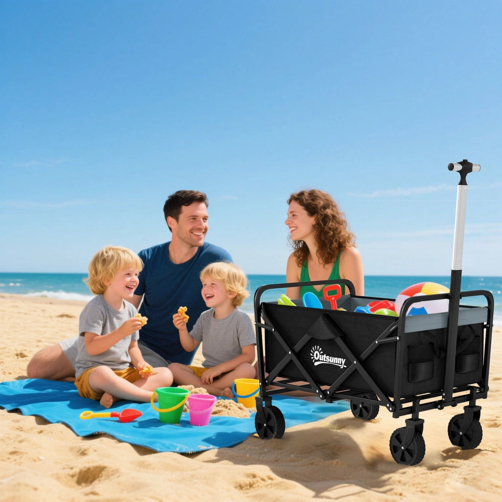 Carrello da Giardino Pieghevole ¨C Minimal ¨C Nero 77x50x63-93 cm