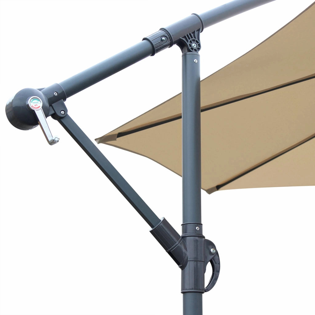 Ombrellone rotondo decentrato 3m, beige