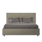 BS COM Letto matrimoniale con rete imbottito 160x210 similpelle cappuccino