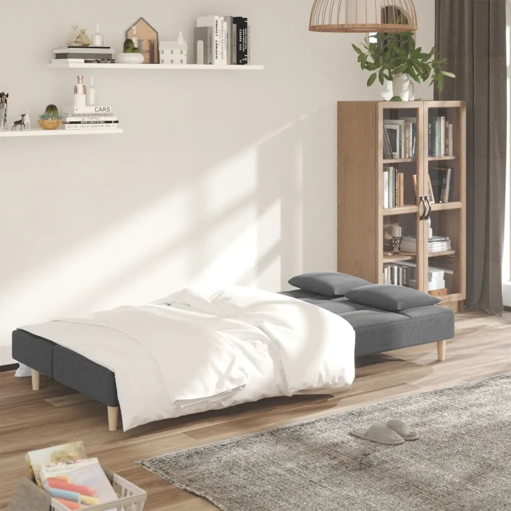 Divano Letto a 2 Posti con 2 Cuscini-Sofa Letto 2 Posti-Daybed Grigio Chiaro in Tessuto 909335