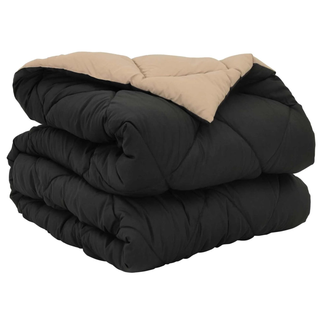 Piumone | Duvet Completo Annuale Nero e Talpa 155 x 220 cm Microfibra