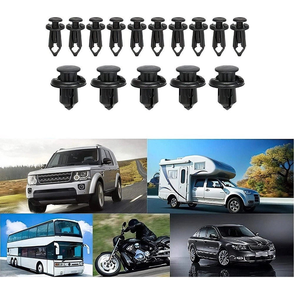 Trade Shop - Kit 40pz Clip Di Fissaggio Automatico Rivetto In Plastica Per Paraurti Auto Nero -