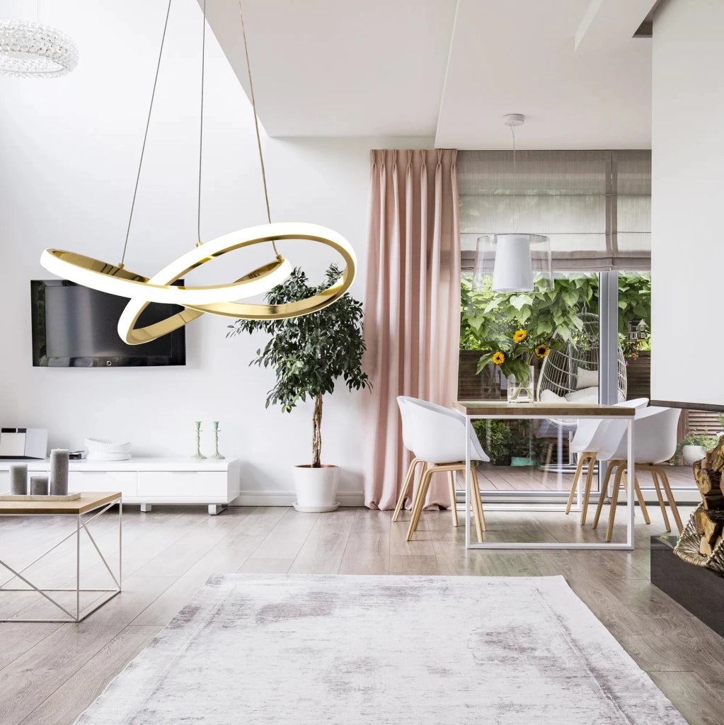 Lampada Da Soffitto Pensile Ring Moderno Led+telecomando App390-cp Oro