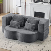 Divano Letto Pieghevole Grigio Blu ¨C Xylo ¨C Flanella, 4 Cuscini