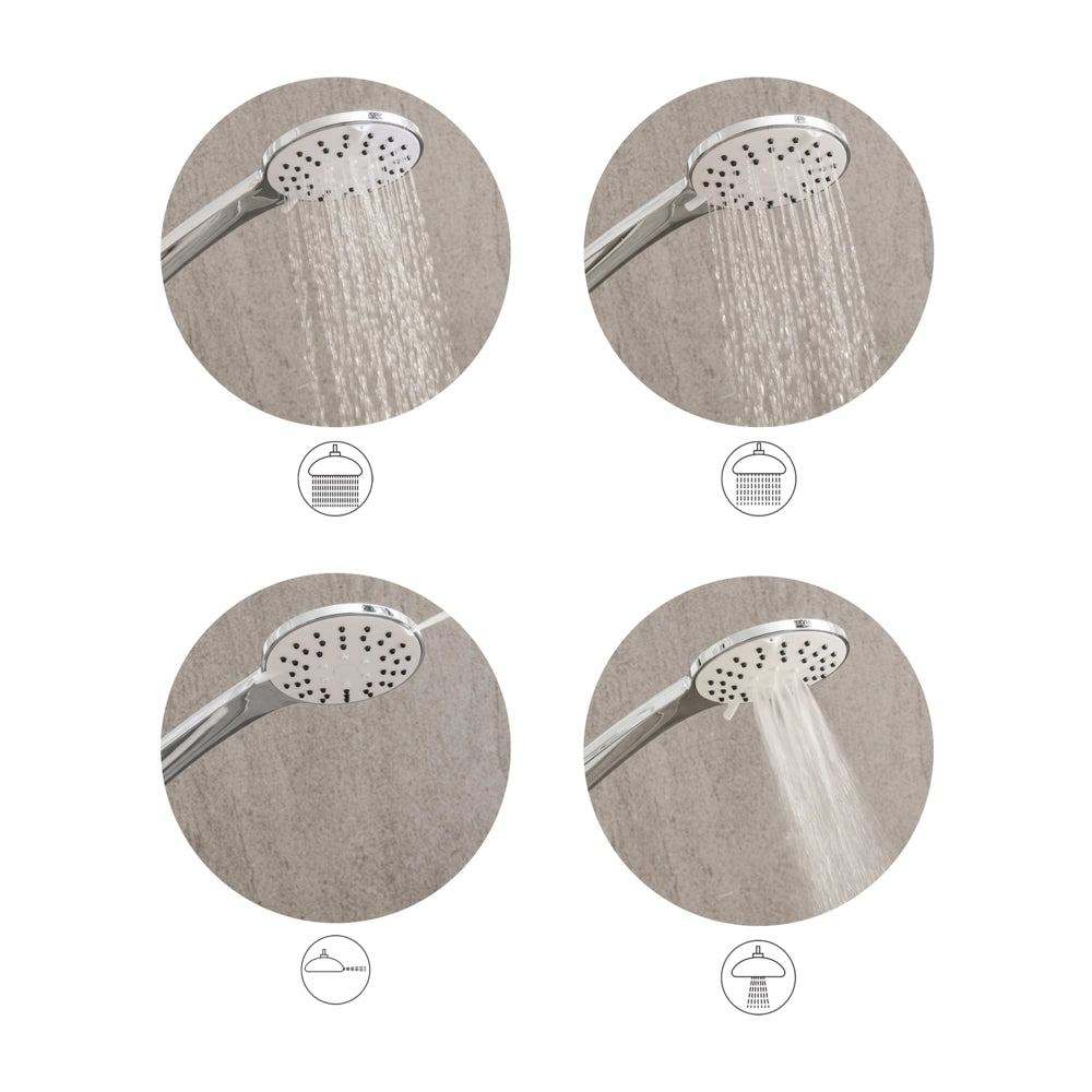 Set doccia classico moderno con tubo 4 modalità di getto Metallo argento